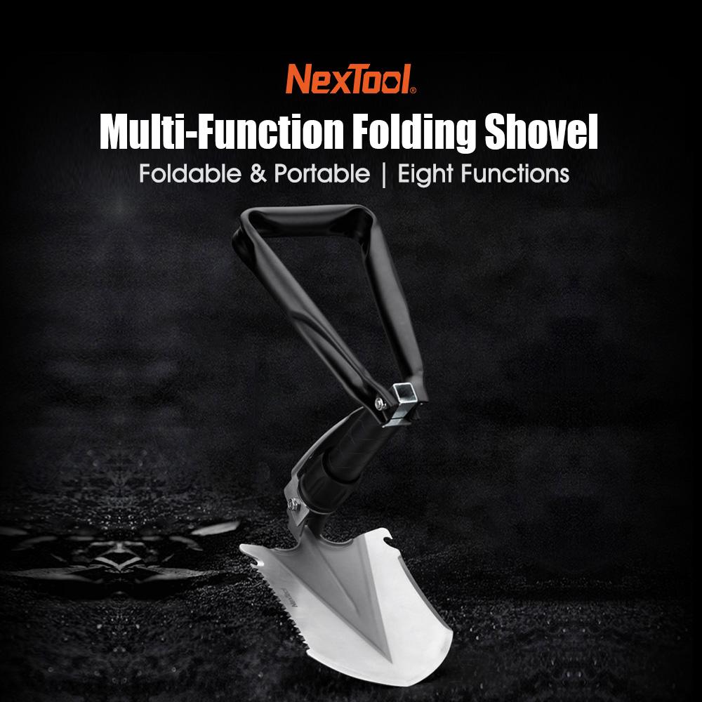 NexTool Multi-Function Folding Shovel Eight Functions 8-In-1 Tools Foldable Shovel Hoe Pickaxe Crowbar Bottle Opener Saw