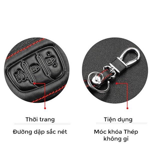 Bao da chìa khóa xe Toyota Altis, Fortuner 2016-2018 bản chìa gập - kèm móc khóa