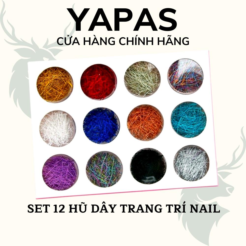 Set sợi kim tuyến trang trí móng, dây dạng thanh nail 12 hũ