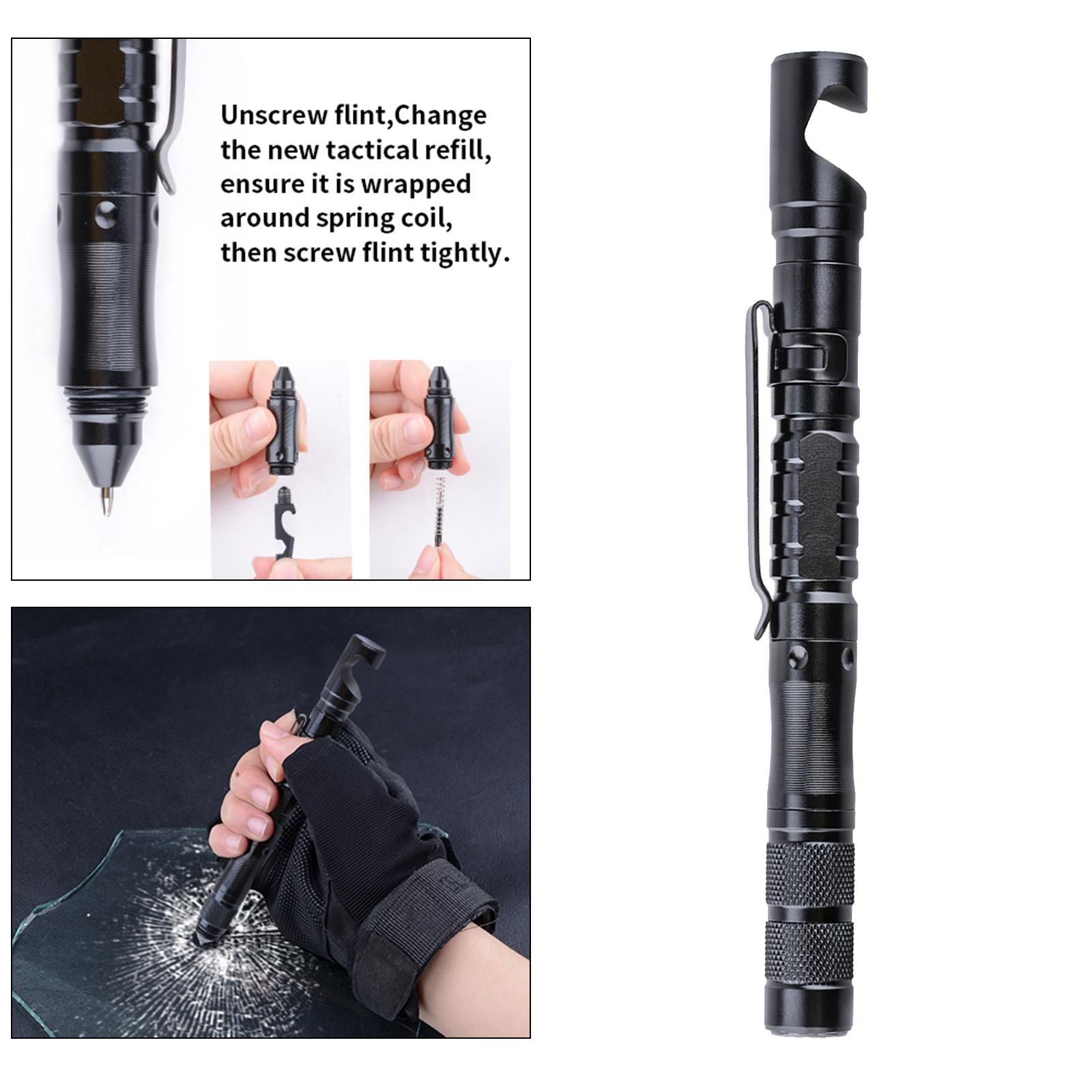 Tactical Pen Handheld Camping Hiking Compass Glass Breaker Multi Tools
