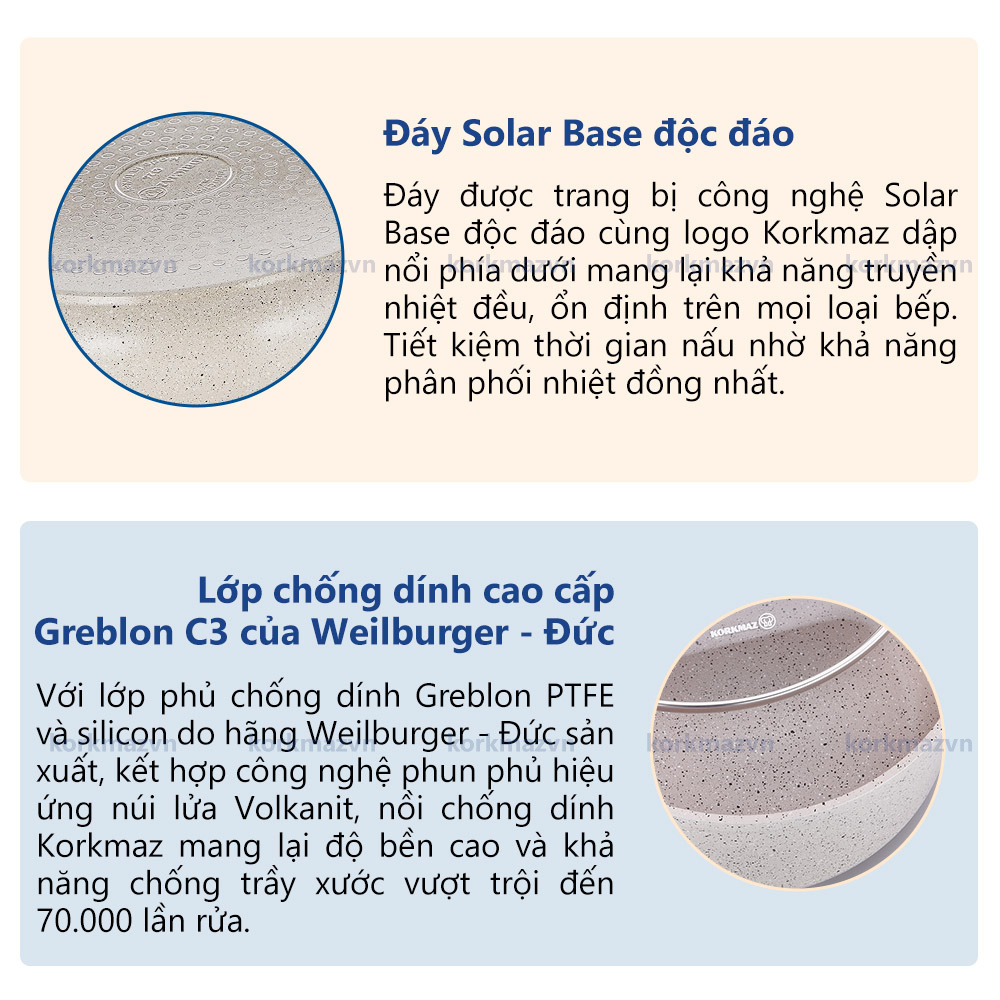 Chảo chống dính Korkmaz Granita 26 cm - 2.5 lít