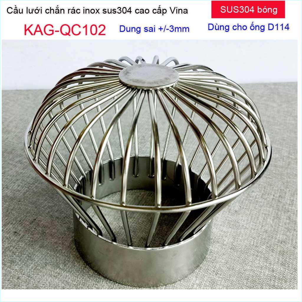 Cầu lưới Inox 304 dày chắn rác sân thượng KAG-QC102-D114-140, cầu chặn rác thoát nước mưa thoát nhanh sử dụng tốt