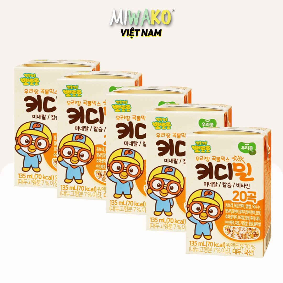 (Date 2026) Thùng 24 Hộp Sữa Hạt Pororo Hàn Quốc Pha Sẵn Dung Tích 135ml/ Hộp Cho Bé