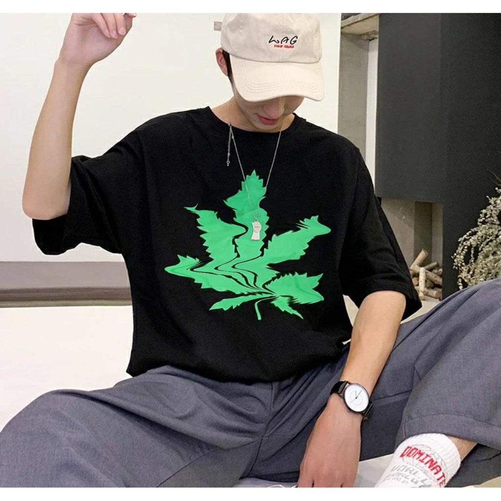 Áo thun unisex form rộng tay lửng nam nữ hàn quốc Lá MCLE 2021 aothununisex