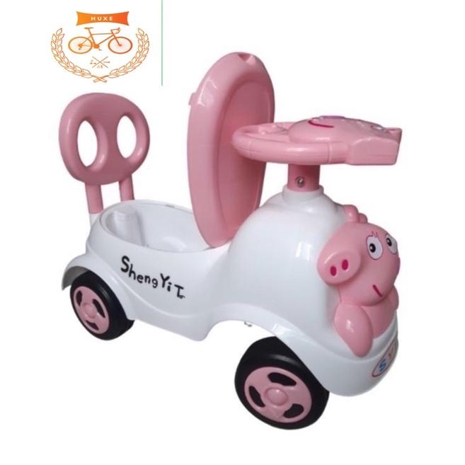 Xe chòi chân cho bé thăng bằng heo Peppa 2in1 có nhạc , tựa lưng cao cấp