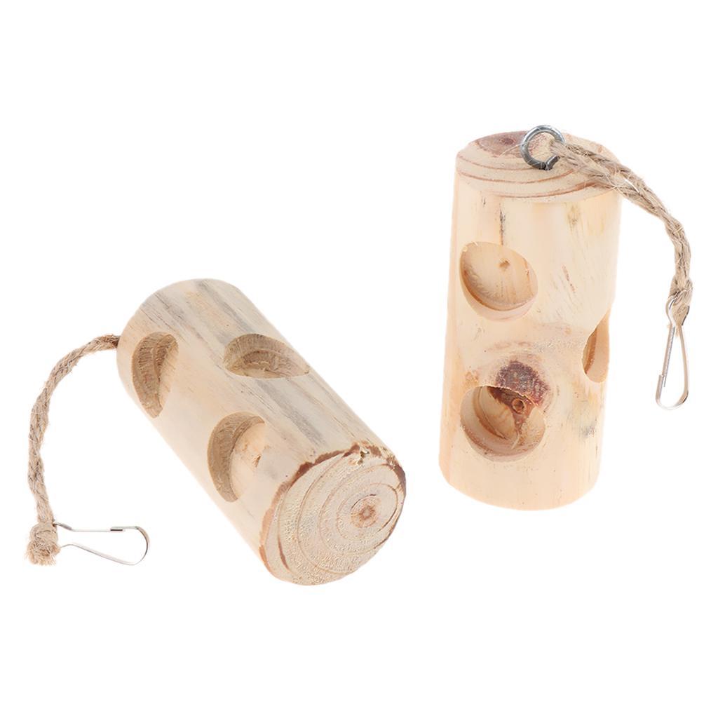 2 Pcs Wooden Hanging Swing Parakeet Cockatiel Conure Parrot Bird Cage Toys