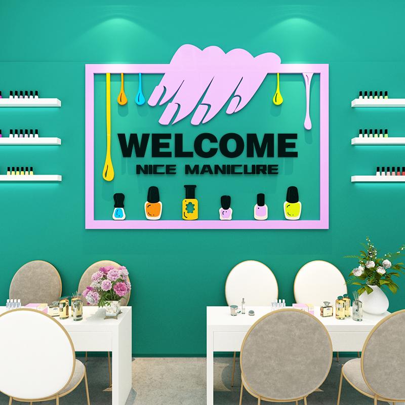 Tranh mica dán tường - Welcome trang trí cửa hàng nail, làm móng, tiệm làm đẹp