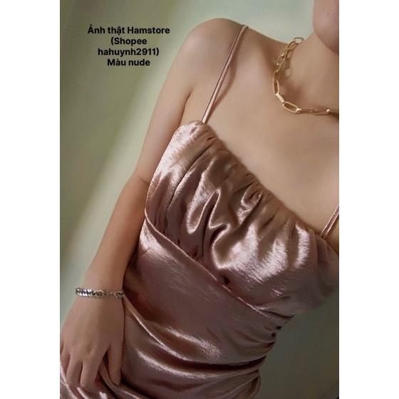 VIDEO-ẢNH THẬT- Đầm body lụa 2 da nhiều màu 2 day nhúng thân Nana