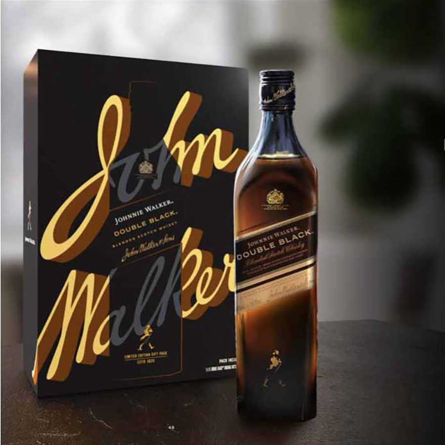 [Made in Scotland] Hộp quà Rượu Johnnie Walker Double Black Blended Scotch Whisky 40% 1000ml