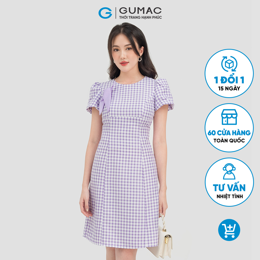 Đầm nữ GUMAC DC07034  chất liệu COOTON phối phụ kiện xinh xắn