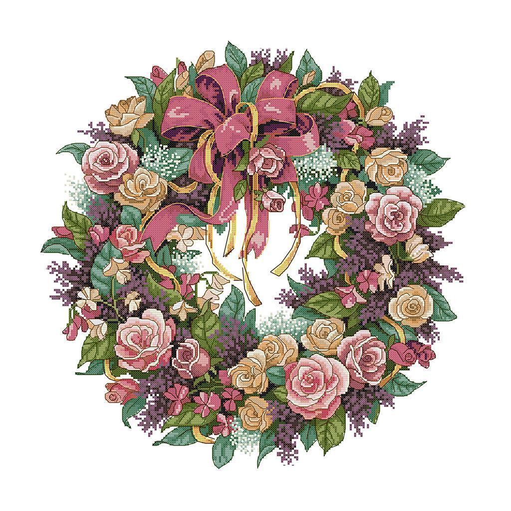 Flower Stamped Cross Stitch Kits DIY Needlework for Beginners - 14CT 45x45cm