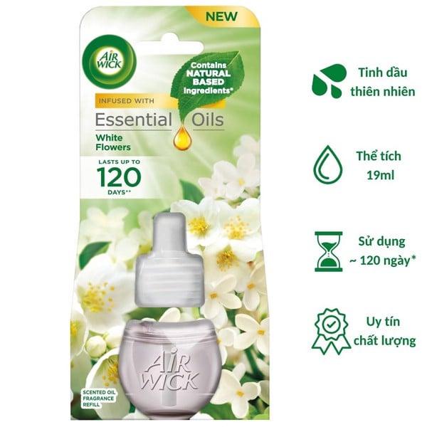 Chai tinh dầu cắm điện Air Wick Refill AWK2311 White Flowers 19ml (Hương hoa nhài, hoa lan trắng)