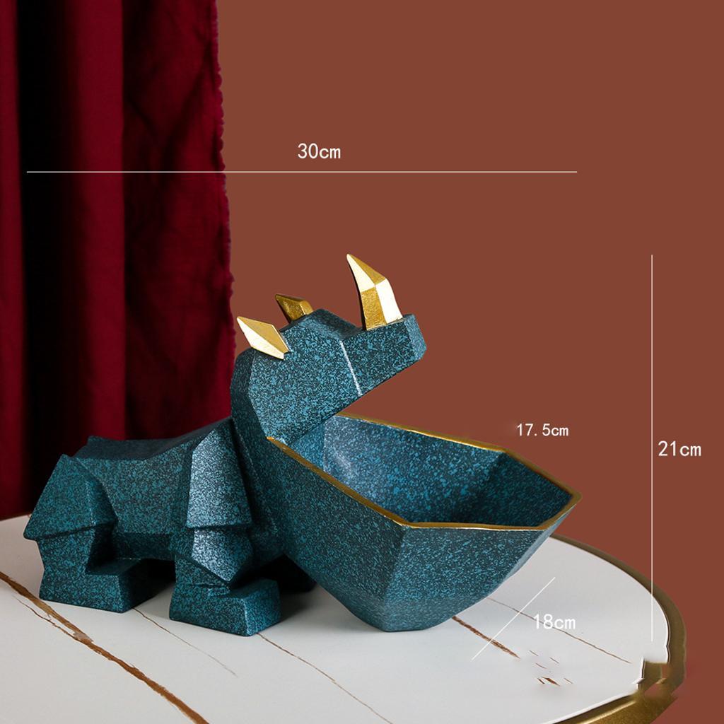 Rhino Figurine Storage Box Statue Decoration Key Container for Desktop