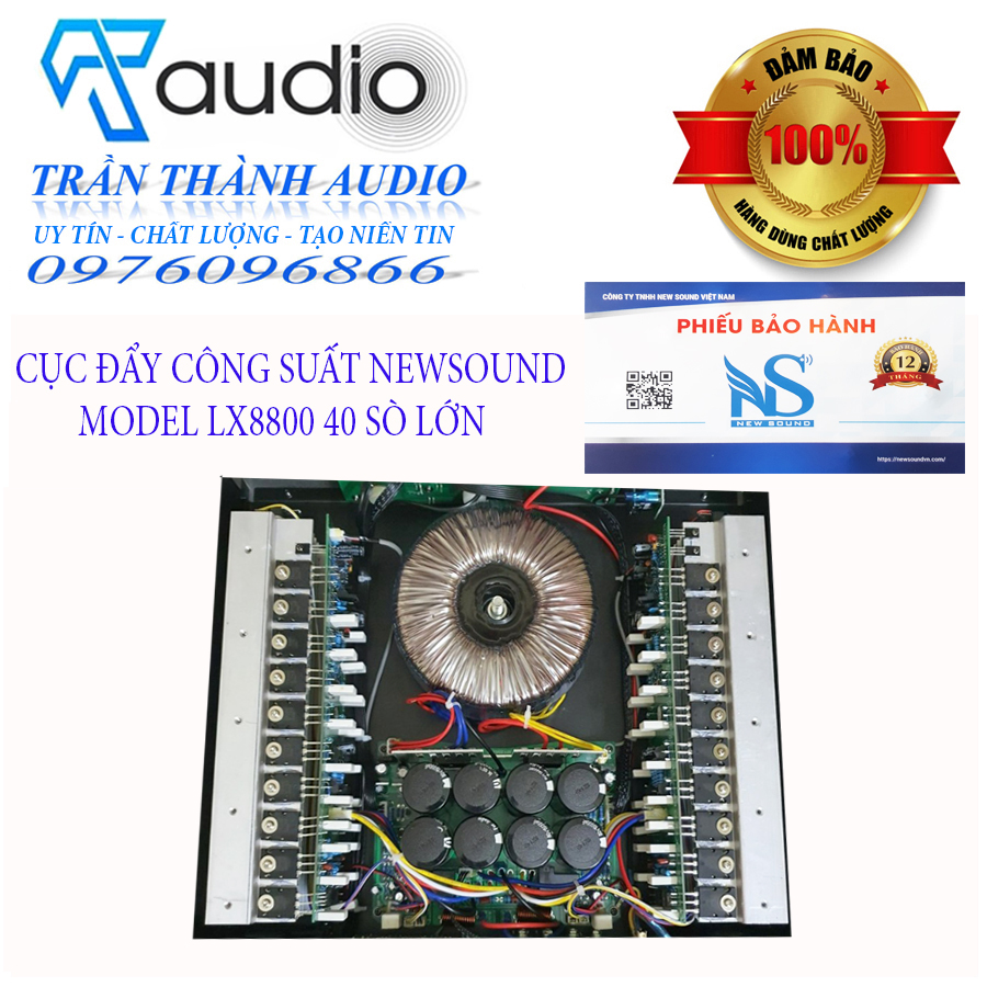 Cục Đẩy Công Suất 2 Kênh Newsound LX8800 40 sò lớn 1800W đánh full bass 30-40,hàng chính hãng nhập khẩu thế hệ 2023,tặng dây kết nối