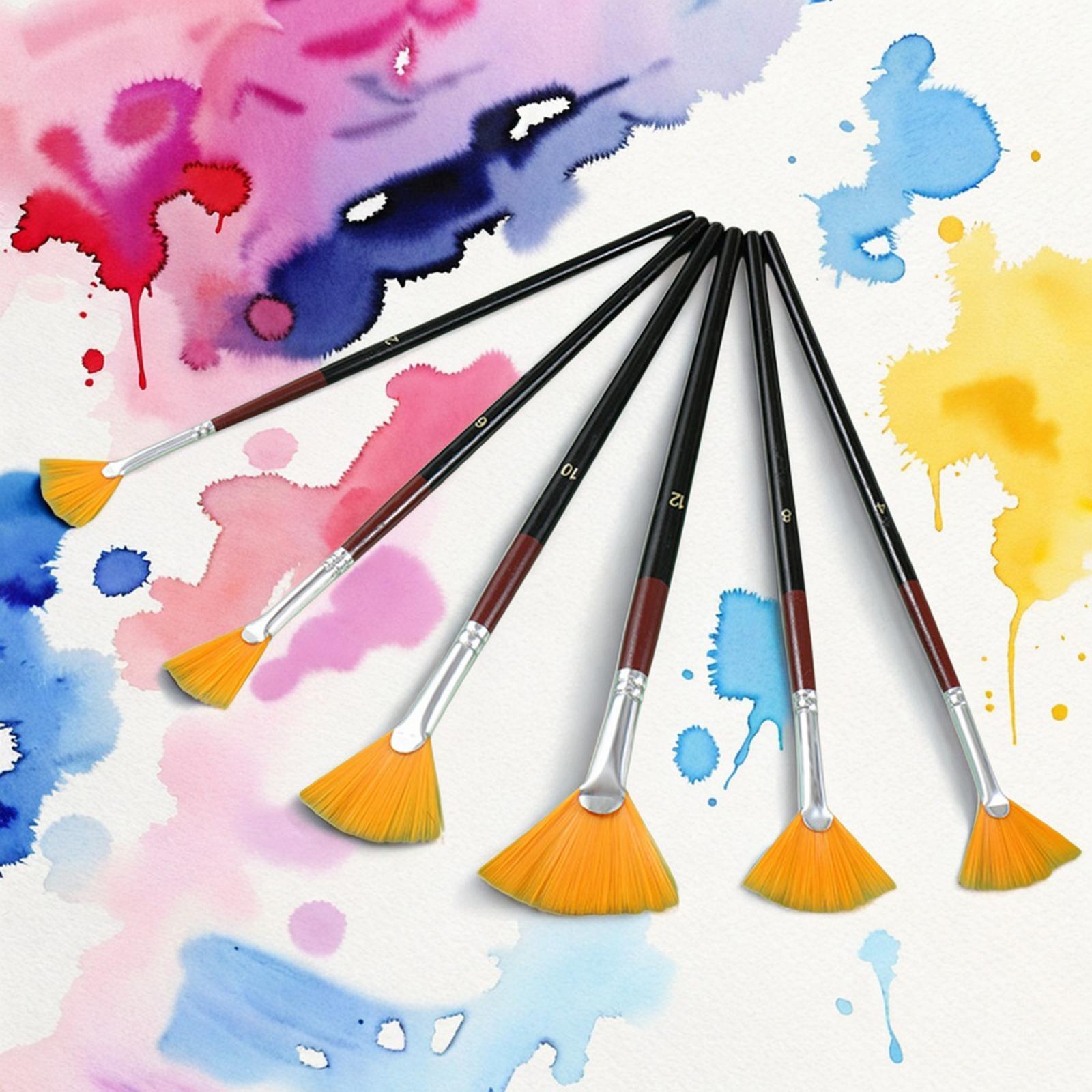 6Pcs Watercolor Paint Brush Pen Set Artists Paint Brushes Durable Painting Brushes Kits for Kids Acrylic Paint Brushes for Oil Water Beginner