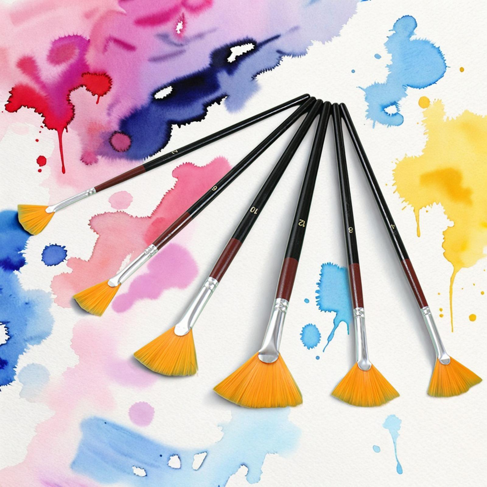 6Pcs Watercolor Paint Brush Pen Set Artists Paint Brush Set for Oil Water