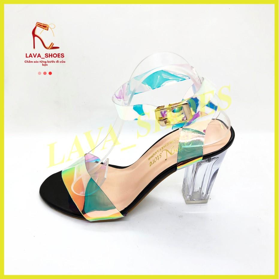 Giày cao gót vuông trong 9p meca dạ quang __Lz010