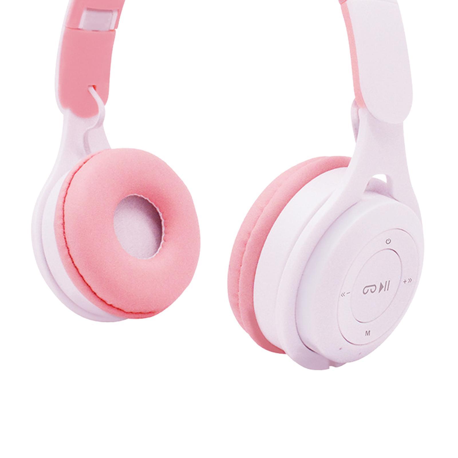 2 Sets Cat Ear LED Light Up Wireless Foldable Headphones Over-Ear with Mic