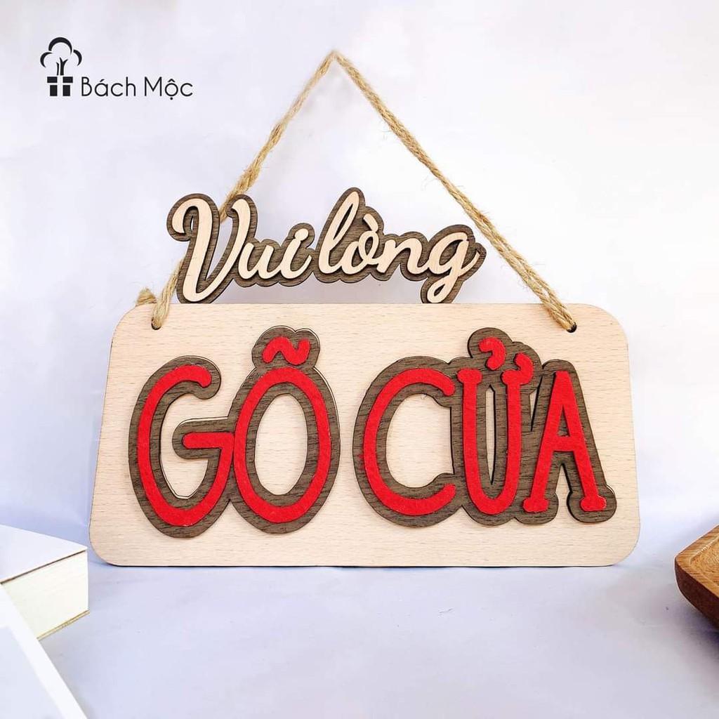 Bảng gỗ vui lòng gõ cửa, bấm chuông, đóng cửa mẫu đẹp (bảng gỗ trang trí + quà tặng