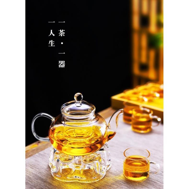 Combo ấm trà lọc 600ml và đế nến tim thuỷ tinh