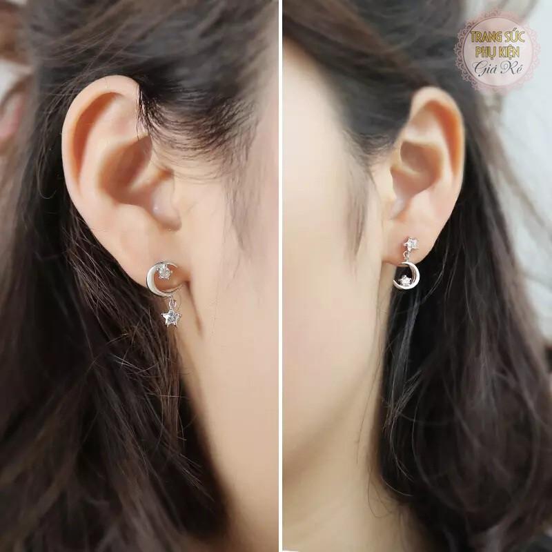 Bông tai trăng sao cực cute HT173, S925 xinh xắn, sale giá rẻ