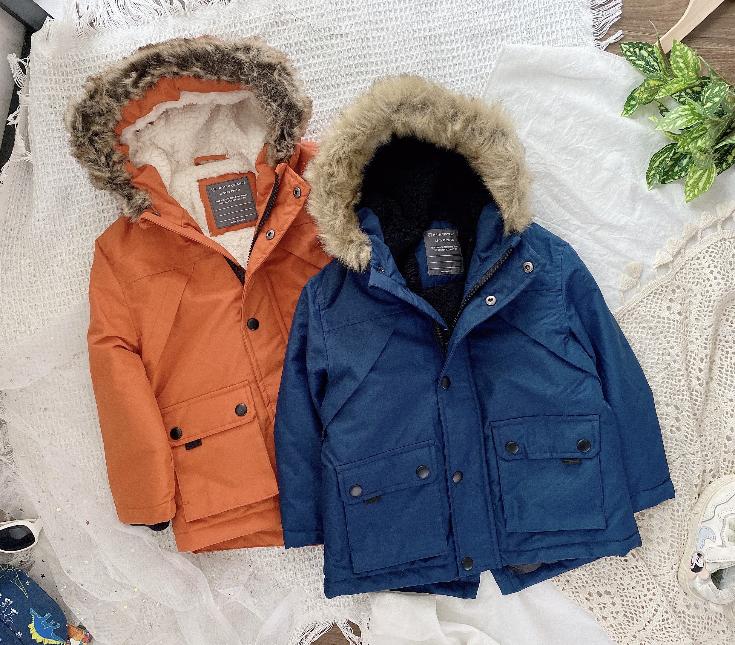 Áo khoác bé trai 1-8 tuổi lót lông Primark xuất xịn, Áo Parka cho bé cao cấp kiểu dáng khỏe khoắn thời trang