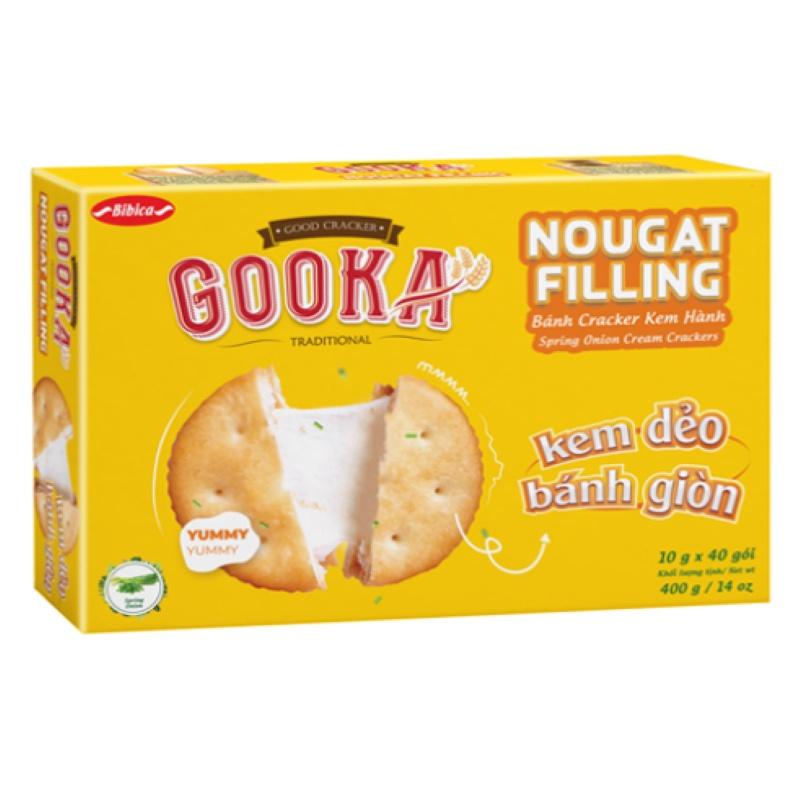 Bánh Gooka cracker Nougat Filling Hành HG 400g-Bibica kèm túi giấy