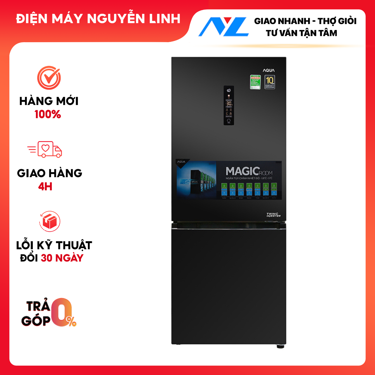 Tủ lạnh Aqua Inverter 260 lít AQR-I298EB BS (HÀNG CHÍNH HÃNG)