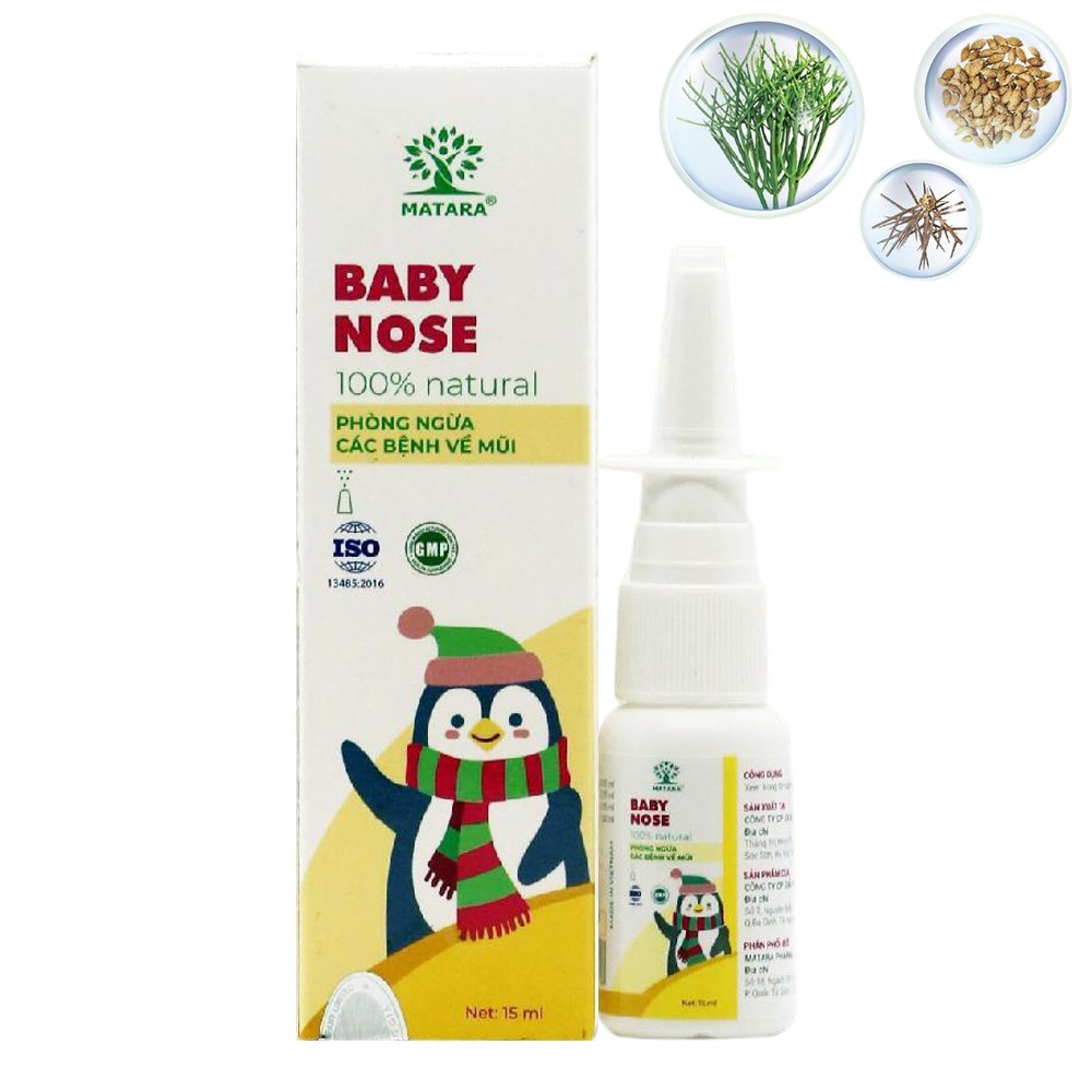 Lọ xịt mũi kháng khuẩn cho trẻ em MATARA BABY NOSE - Phòng ngừa viêm xoang, các triệu trứng liên quan đến đường hô hấp