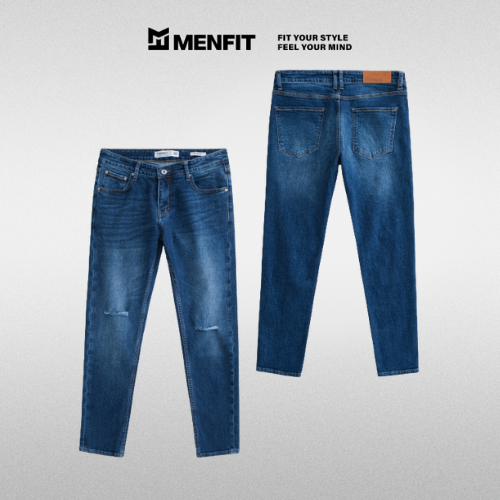 Quần jean nam xanh cao cấp MENFIT 0521 chất denim co giãn nhẹ 2 chiều, chuẩn form, thời trang