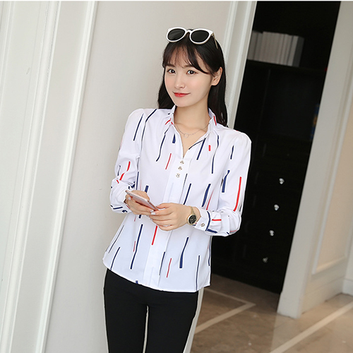 Áo sơ mi nữ công sở, áo cổ tàu họa tiết sọc lạ mắt AH154