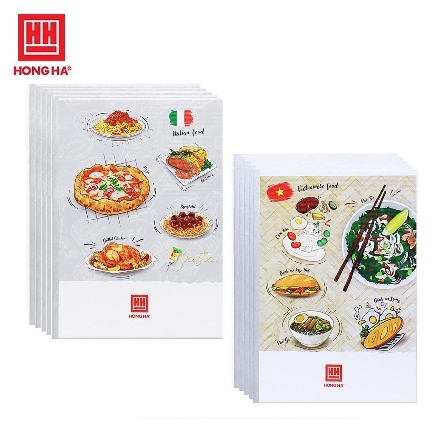 Lốc 5 quyển vở kẻ ngang 80 trang B5 Hồng Hà 1104 / Tập kẻ ngang Pupil Traditional Food
