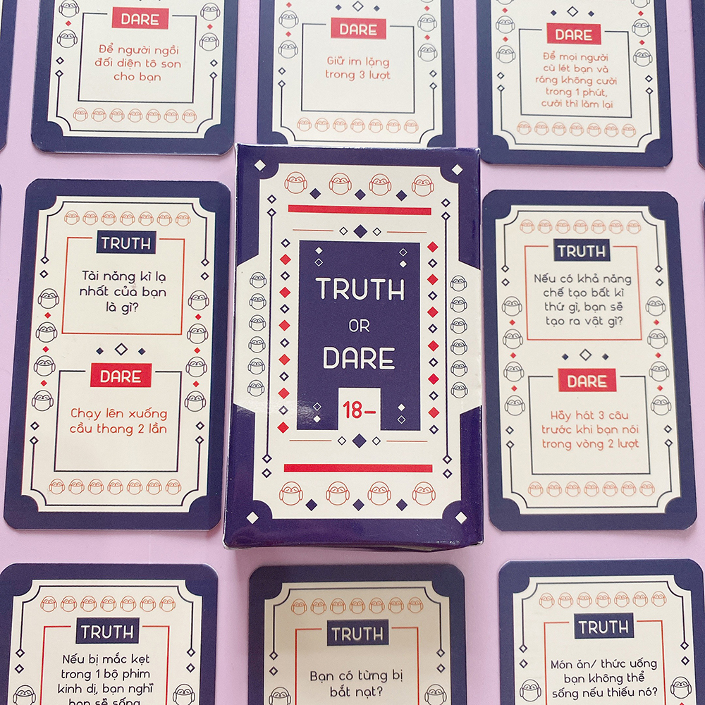 Bộ bài Truth Dare Thách Hay Thật 18- Drinking Game Học Đường Dành Cho Học Sinh 50 Lá Chơi Cực Vui Trên Lớp Học