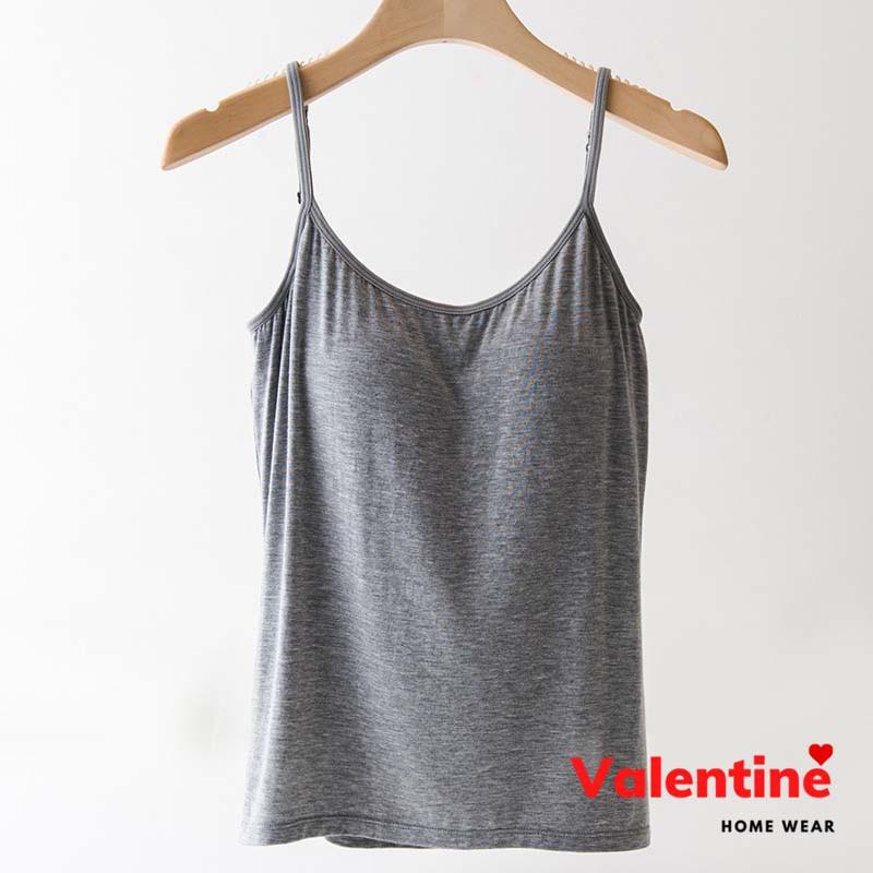 Áo hai dây nữ có đệm ngực nâng đỡ chất vải Modal tự nhiên co giãn tốt thoáng mát nhiều màu mã VAA0093 – Xám nhạt – XL53-62 kg