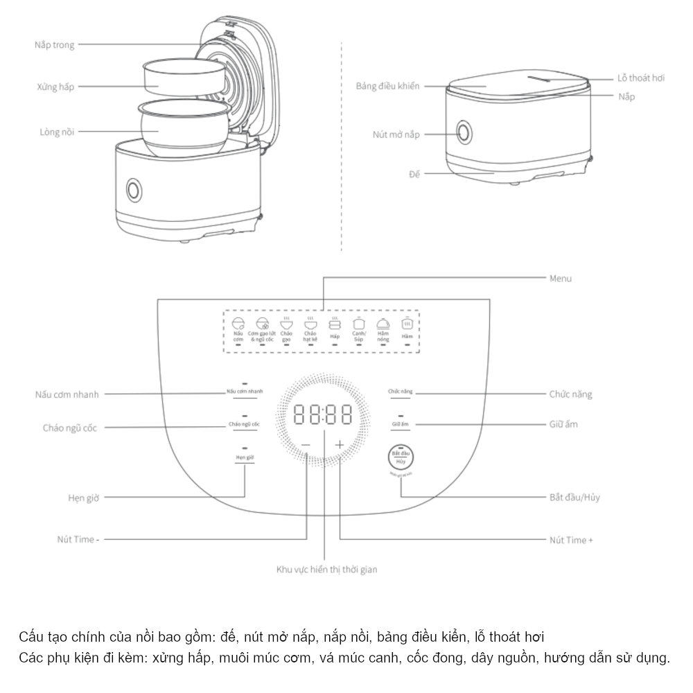 Nồi cơm điện tử cao tần ruột Inox chống dính tự nhiên Hàn Quốc JNRC-401 dung tích 1.5L - Hàng chính hãng