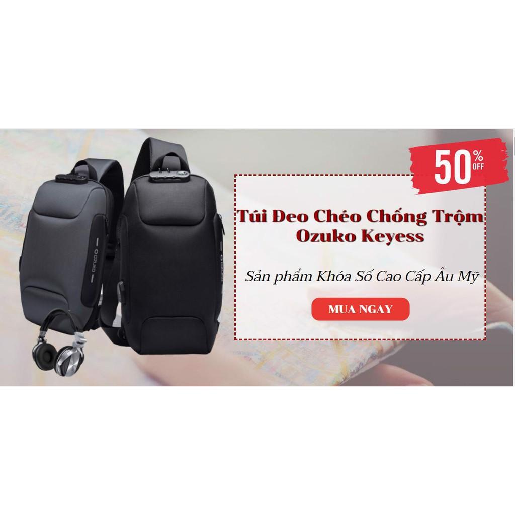 Túi đeo aquadew không thấm nước chống trộm có cổng USB thời trang nam