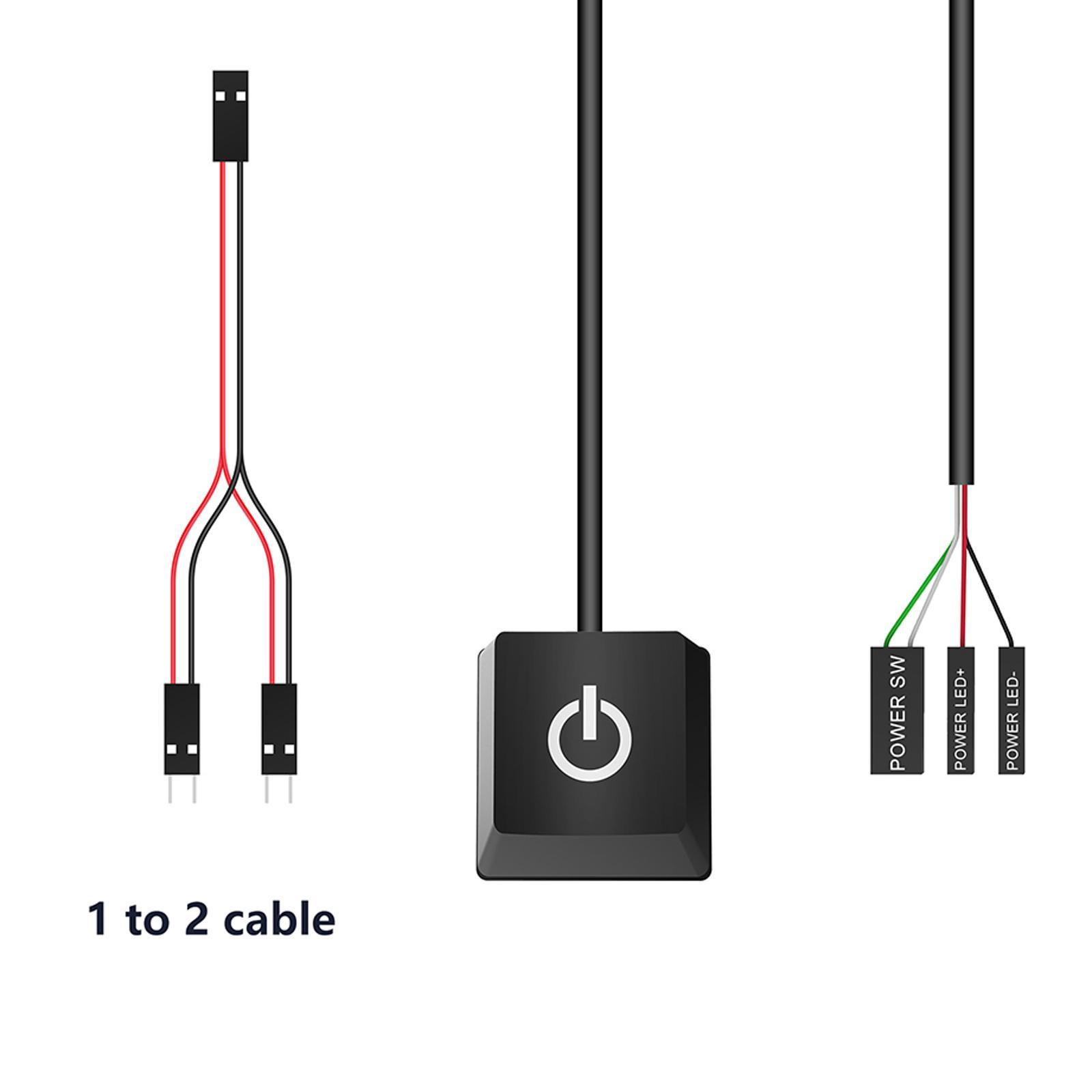 2X Desktop Computer Power Switch with Extension Cable Desktop Switch for Office