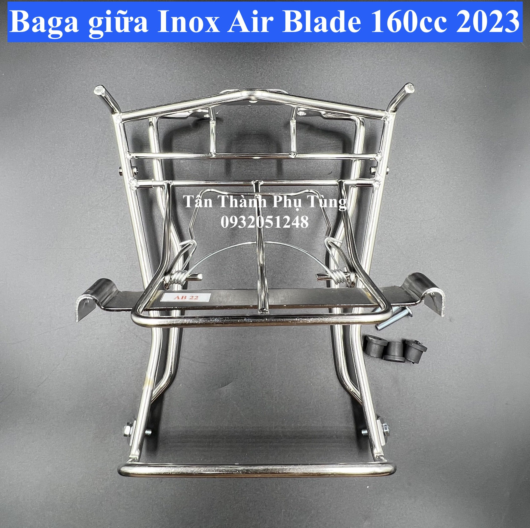 Combo Thảm lót chân , Baga giữa Inox dành cho Air Blade 160cc 2023