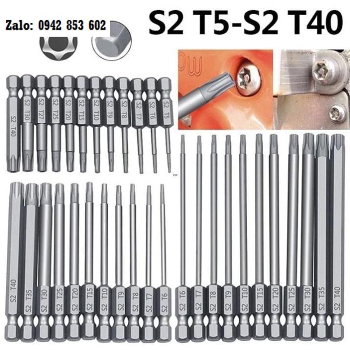 Bộ Mũi Lục Giác Hoa Thị Bắn Vít Chuôi Lục Giác thép hợp kim S2 - Đầy Đủ Các Cỡ