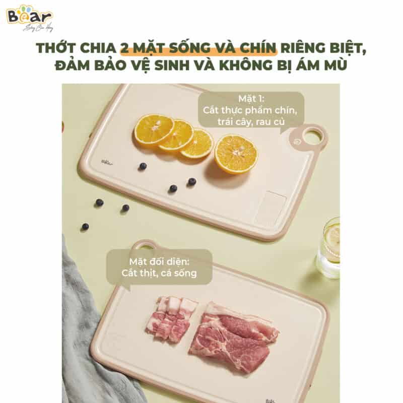 Thớt nhựa kháng khuẩn đa năng Bear CX-E0023 size S. Hàng chính hãng