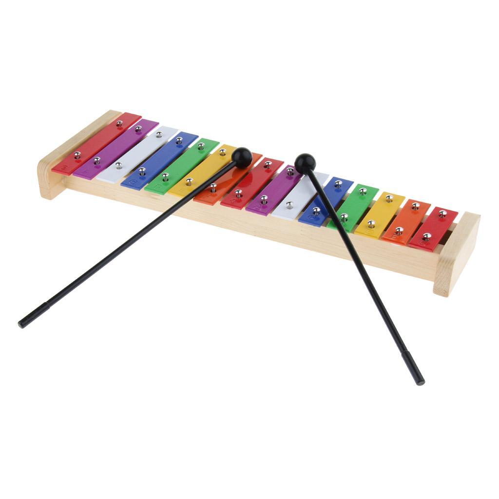 2 Pieces 15 Notes Kids Piano Toys Xylophone Colorful Toys Sound Brick Wood