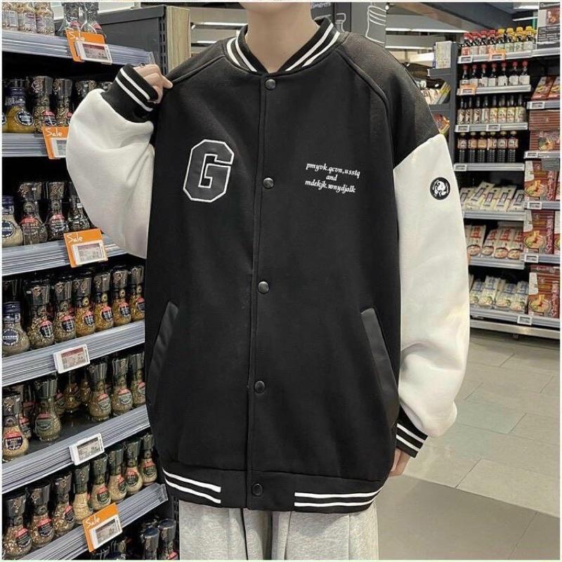 Áo Khoác Cardigan Bomber Nỉ Bông IN LOGO G Form Rộng Basic Nam Nữ Unisex Ulzzang