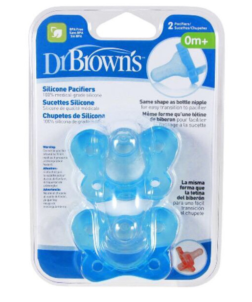 [ PS12004 ] Set 2 ty ngậm Dr.Brown's siêu mềm đầu tròn Happy Paci, 100% silicone ( 0m+)