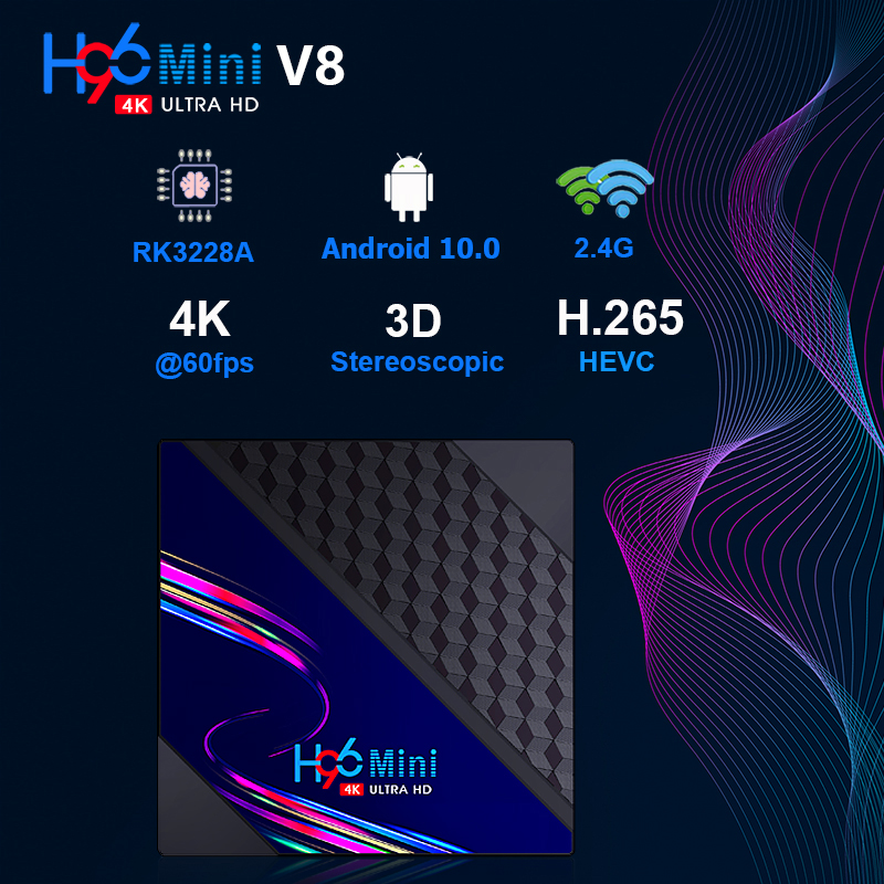 Tivi box bộ nhớ 16G Ram 2G hỗ trợ tiếng việt hệ điều hành android 10.0 xem phim cực nét 4K đa ứng dụng H96MINIV8
