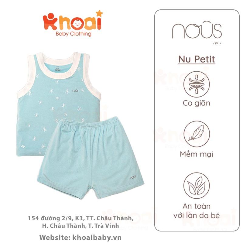 Bộ ba lỗ Nous xanh hình chuồn chuồn - Chất liệu Nu Petit 95% cotton thiên nhiên