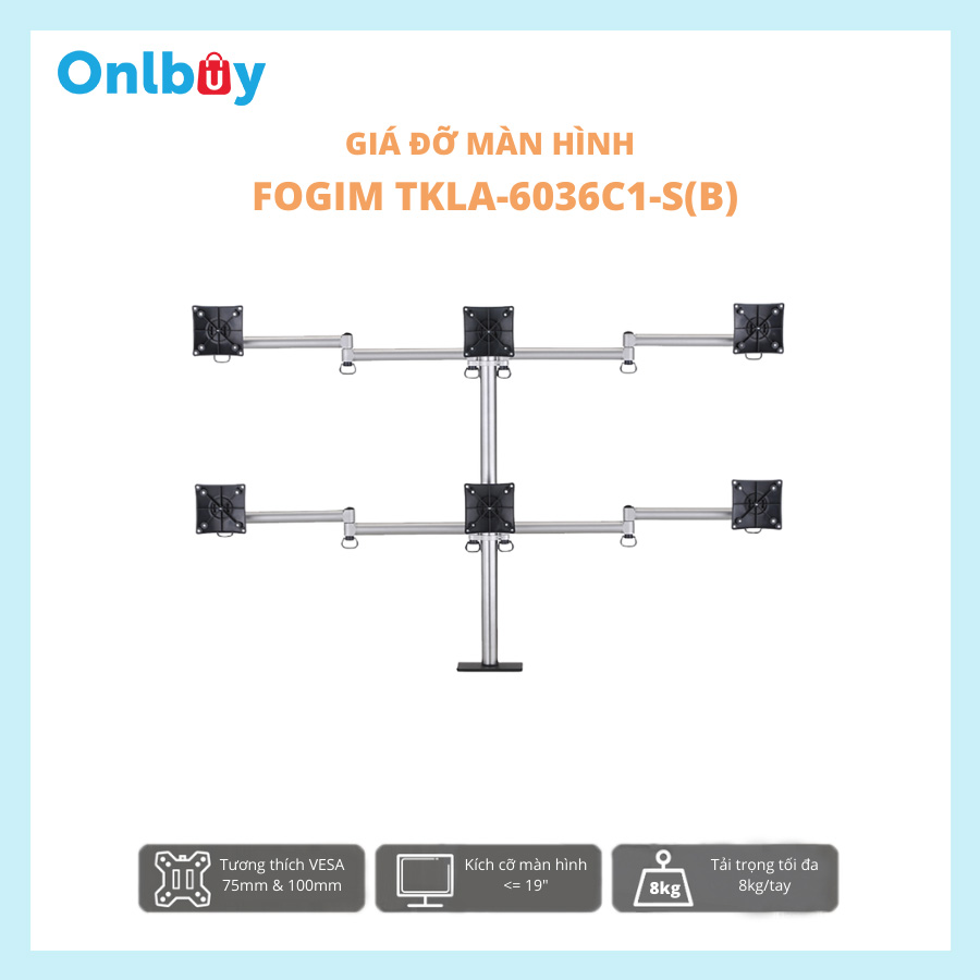 GIÁ TREO 6 MÀN HÌNH MÁY TÍNH FOGIM TKLA-6036C1-S(B)