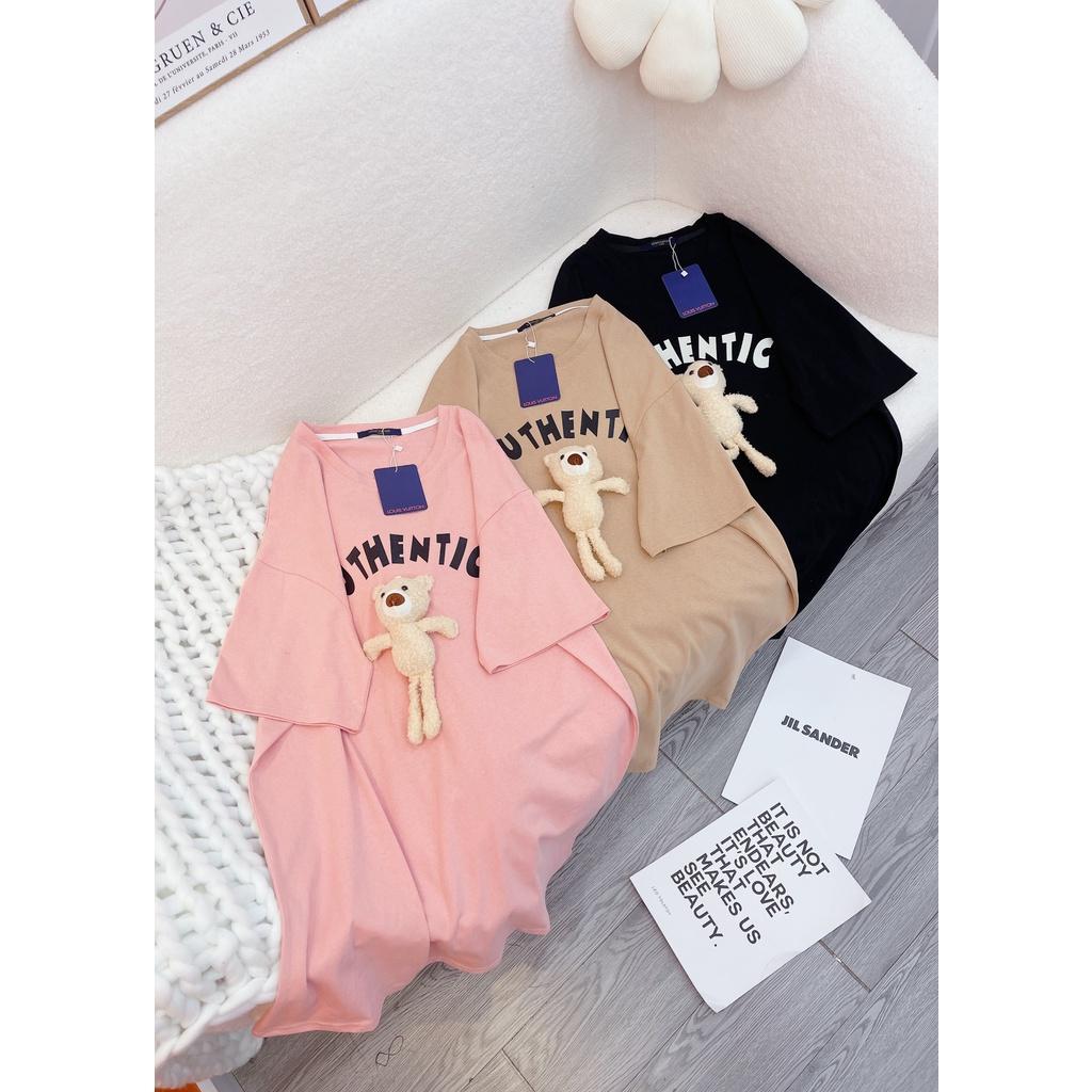 ĐẦM ĐI CHƠI, ĐẦM BABYDOLL CỔ TRÒN TAY NGẮN KÈM GẤU CỰC XINH, BẦU BÍ BON CHEN OKELA LUN Ạ