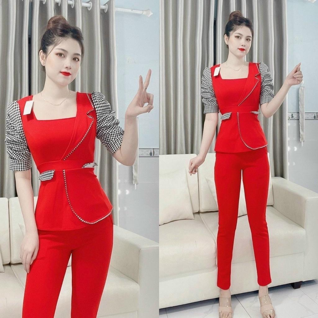 Đồ bộ nữ đồ mặc nhà tay ngắn quần dài thun cát hàn