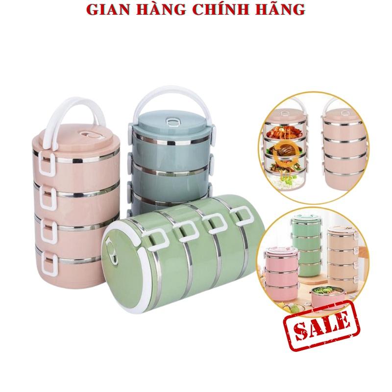 Hộp đựng cơm giữ nhiệt 4 tầng, cặp lồng đựng cơm lúa mạch giữ nhiệt đồ ăn, ruột Inox, dung tích 2,5l lít siêu tiện dụng