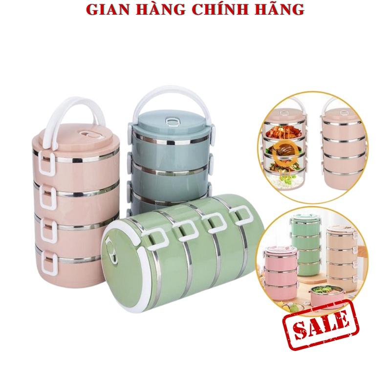 Hình ảnh Hộp đựng cơm giữ nhiệt 4 tầng, cặp lồng đựng cơm lúa mạch giữ nhiệt đồ ăn, ruột Inox, dung tích 2,5l lít siêu tiện dụng 